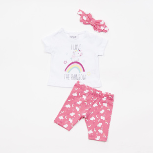 TRAX capri leggings set with unicorn print and ribbon.