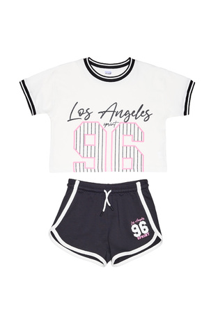 Σετ σορτς SPRINT σε λευκό χρώμα με ανάγλυφο το λογότυπο "LOS ANGELES 96".