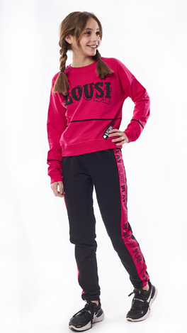 EBITA suit set in fuchsia color with decorative zipper.