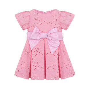 LAPIN HOUSE pink dress with all over kipur lace.