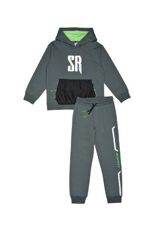 Seasonal charcoal SPRINT tracksuit set with hood.