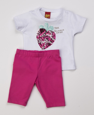 TRAX cotton set, top with sequins and fuchsia leggings.