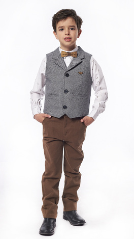 Set of 3 pcs. HASHTAG, bow tie shirt, vest and fabric pants.