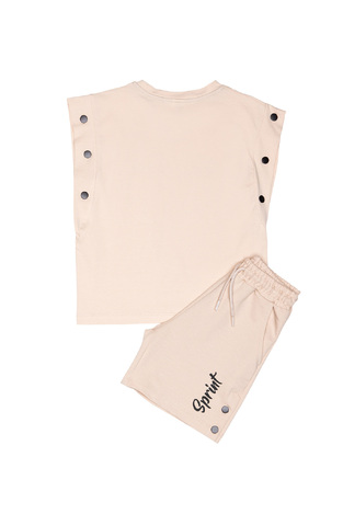 SPRINT shorts set in beige color with "ORIGINAL BE YOURSELF" logo.