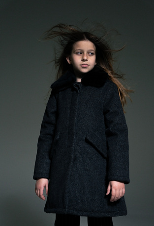 EBITA coat in charcoal color.