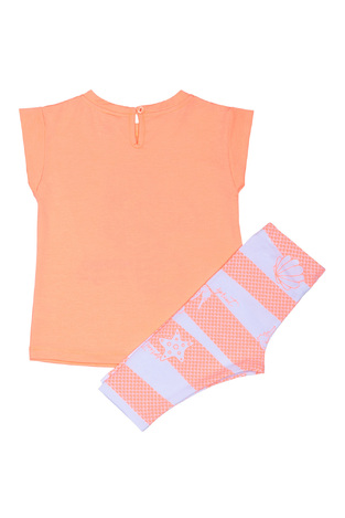 Set of SPRINT capri leggings in bright orange color with embossed mermaid print.