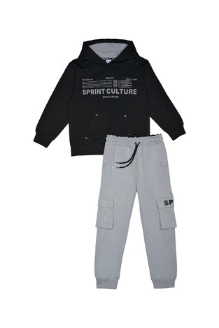 Seasonal SPRINT tracksuit set in black with "SPRINT CULTURE" logo.