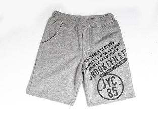 Bermuda shorts made of thin JOYCE sweatshirt in gray color. 