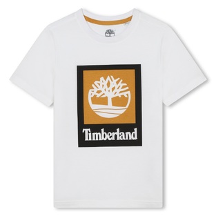 TIMBERLAND blouse in white with "TIMBERLAND" logo embossed.