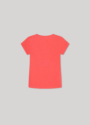 PEPE JEANS blouse in coral color with glitter print.