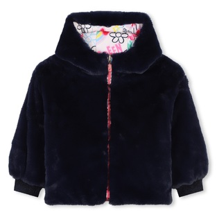 BILLIEBLUSH double-sided fur jacket with all over daisy print.