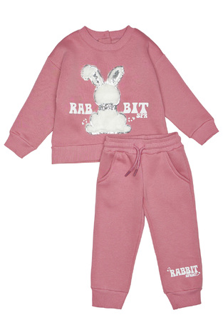 SPRINT suit set in rotten apple color with embossed bunny print.