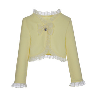 LAPIN HOUSE pique jacket with tulle trim in yellow.