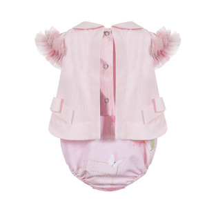 LAPIN HOUSE bodysuit in pink color with tulle on the sleeves.