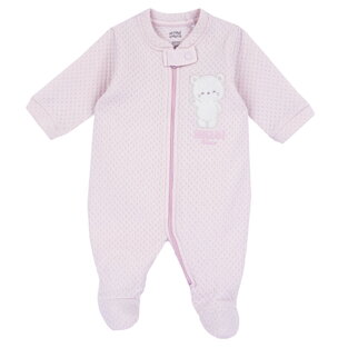 CHICCO quilted bodysuit in pink color with zipper.