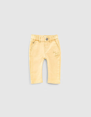 IKKS jeans in yellow color with distinctive print.