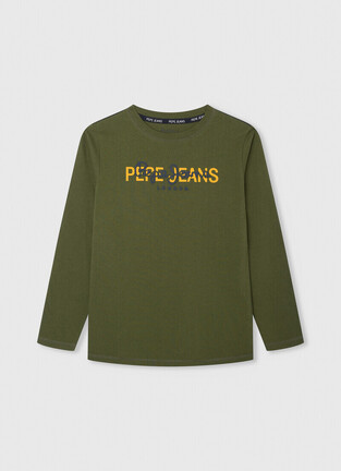 Μπλούζα PEPE JEANS σε χακί χρώμα με τύπωμα.