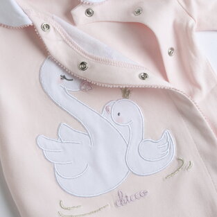 CHICCO bodysuit in pink color with appliqué swan embroidery.