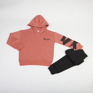 TRAX tracksuit set in orange color with hood.