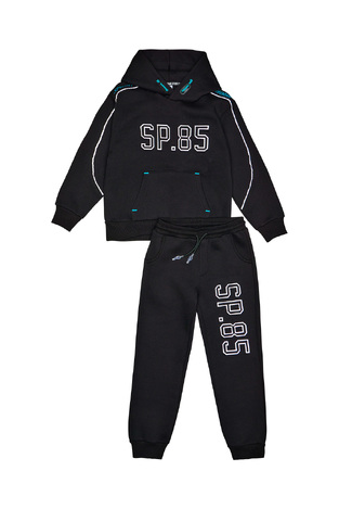 SPRINT tracksuit set in black with logo appliqué.