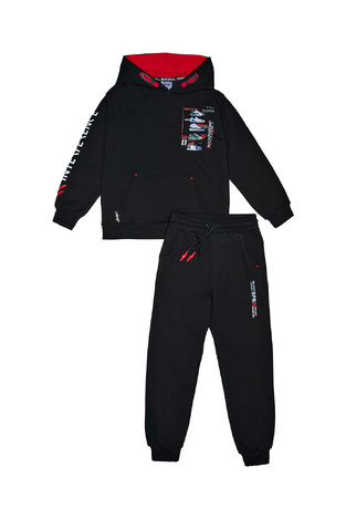 Seasonal SPRINT tracksuit set in black with embossed shoe print.