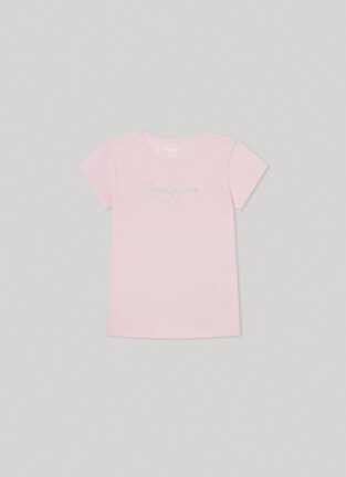 PEPE JEANS blouse in pink confetti color with glitter print.