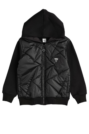 SPRINT sweatshirt jacket in black color with quilted detail.