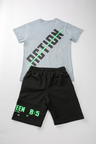 Set of gray SPRINT shorts with "ACTION" logo.