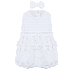 LAPIN HOUSE sleeveless bodysuit in white color with ribbon.