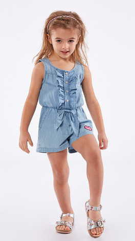 EBITA full length denim shorts in blue with a tie at the waist.