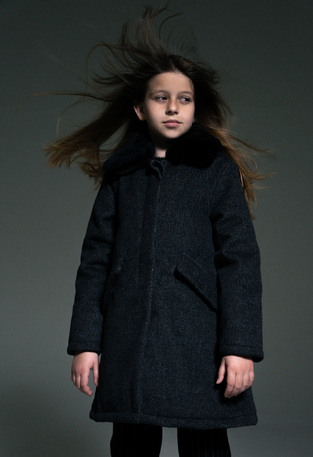 EBITA coat in charcoal color.