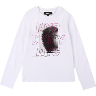 DKNY cotton blouse with embossed print.