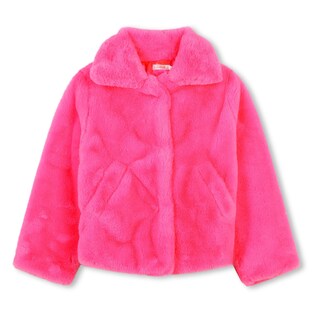 BILLIEBLUSH fur coat in fuchsia color with diamond print.