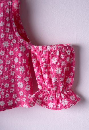 EBITA shorts set in fuchsia color with all over floral design.