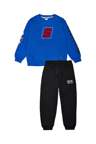 SPRINT tracksuit set in roux blue with embossed print.