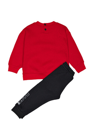 Set of SPRINT tracksuit in red color with embossed cars print.