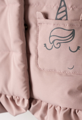 EBITA jacket in pink with an embossed unicorn print.