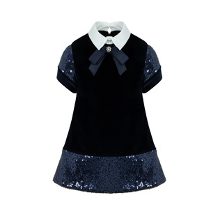 LAPIN HOUSE velvet dress in dark blue.