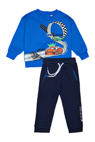 SPRINT tracksuit set in azure blue with embossed cars print.