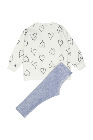 Set of SPRINT leggings in off-white color with all over heart print.