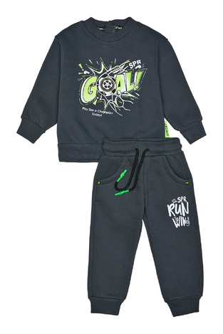 SPRINT tracksuit set in charcoal color with "GOAL" logo.