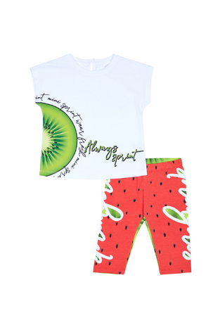 Set of SPRINT capri leggings in white color with fruit print.