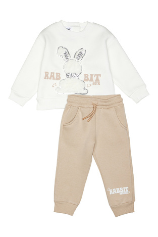 SPRINT suit set in off-white color with embossed bunny print.