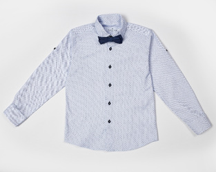 HASHTAG shirt in siel with fabric bow tie.