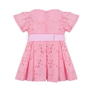 LAPIN HOUSE pink dress with all over kipur lace.