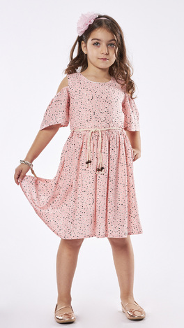 EBITA dress in pink color with opening on the shoulders.