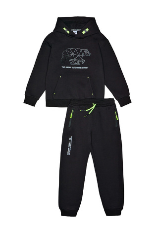 SPRINT tracksuit set in black with embossed bear print.