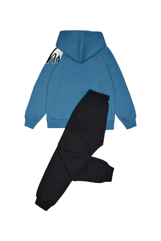 SPRINT tracksuit set in blue raff color with hood and embossed print.